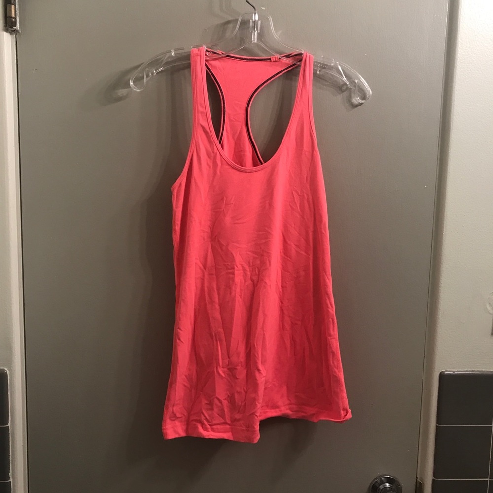 Bright coral lululemon workout top